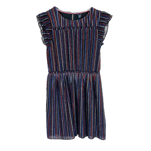Tommy Hilfiger Other - Tommy Hilfiger Metallic Sparkly Stripe Ruffle Dress Girl's Size Large L 12/14 W1